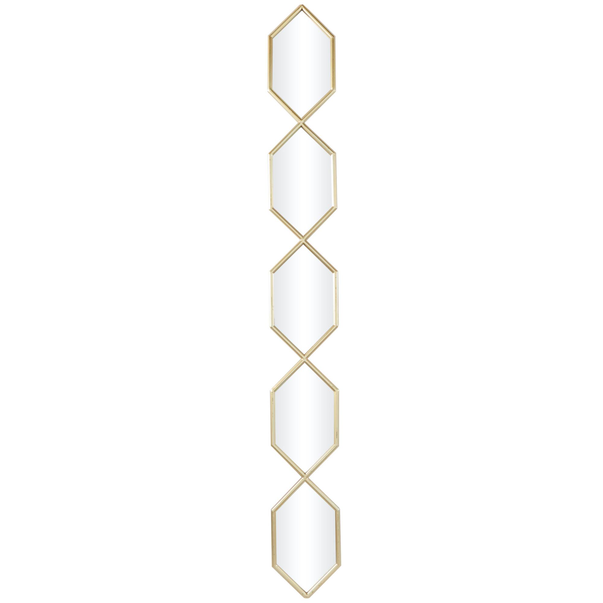 Gold Metal Slim Stacked Chain 5 Layer Wall Mirror with Trellis Pattern 7" x 1" x 59"